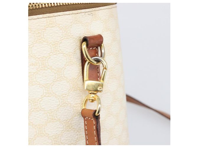 Céline Borsa a tracolla CELINE Macadam Canvas PVC Leather Ivory Gold Auth 199132A D'oro Crudo - vista 10