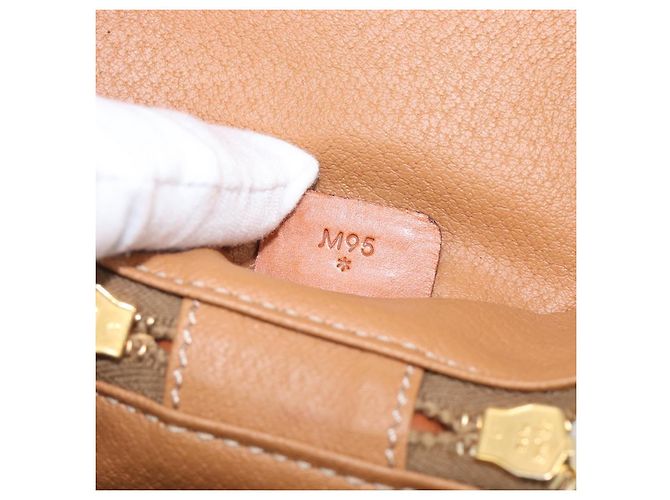 Céline Borsa a tracolla CELINE Macadam Canvas PVC Leather Ivory Gold Auth 199132A D'oro Crudo - vista 12