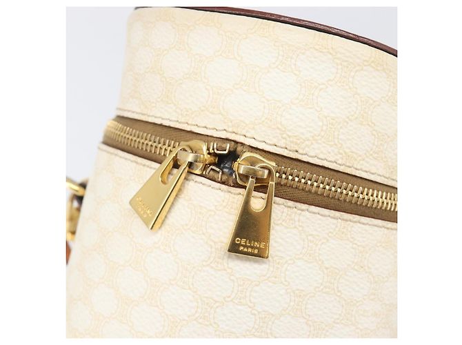 Céline Borsa a tracolla CELINE Macadam Canvas PVC Leather Ivory Gold Auth 199132A D'oro Crudo - vista 17