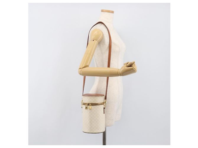 Céline Borsa a tracolla CELINE Macadam Canvas PVC Leather Ivory Gold Auth 199132A D'oro Crudo - vista 22