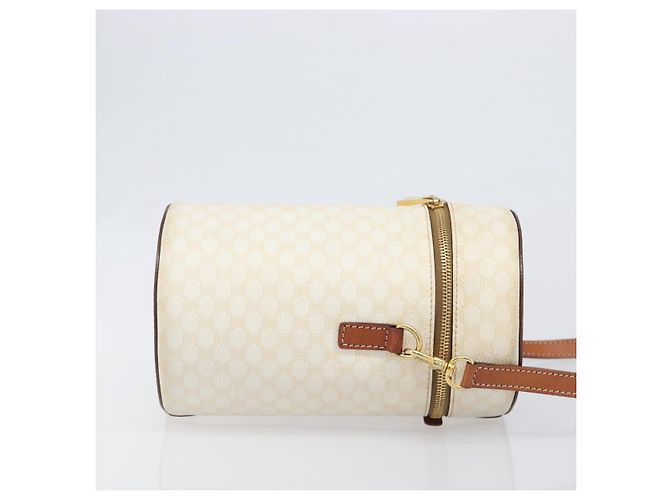 Céline Borsa a tracolla CELINE Macadam Canvas PVC Leather Ivory Gold Auth 199132A D'oro Crudo - vista 3