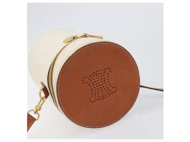 Céline Borsa a tracolla CELINE Macadam Canvas PVC Leather Ivory Gold Auth 199132A D'oro Crudo - vista 6
