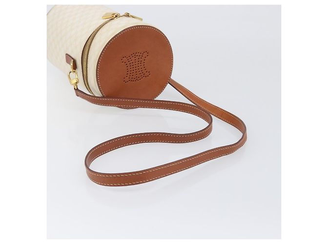 Céline Borsa a tracolla CELINE Macadam Canvas PVC Leather Ivory Gold Auth 199132A D'oro Crudo - vista 7