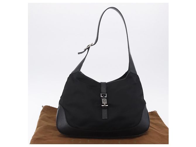 Borsa a tracolla GUCCI Jackie Nylon Nero Argento 001 3346 Auth am12516V - vista 12