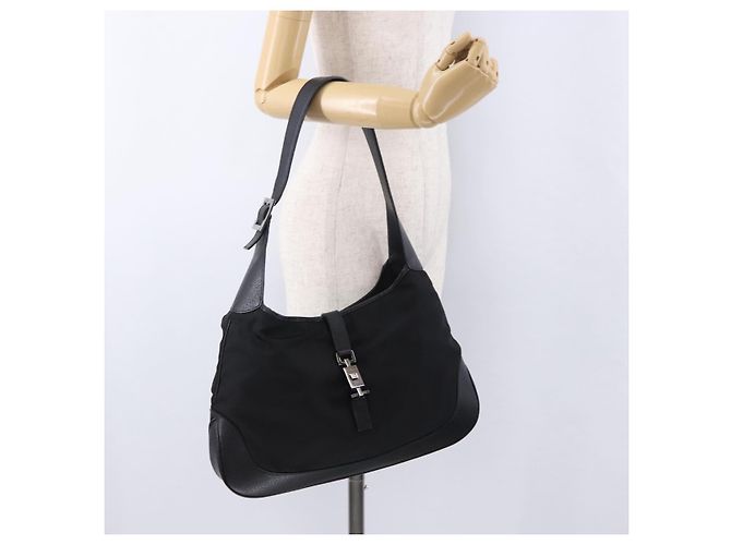 Borsa a tracolla GUCCI Jackie Nylon Nero Argento 001 3346 Auth am12516V - vista 23