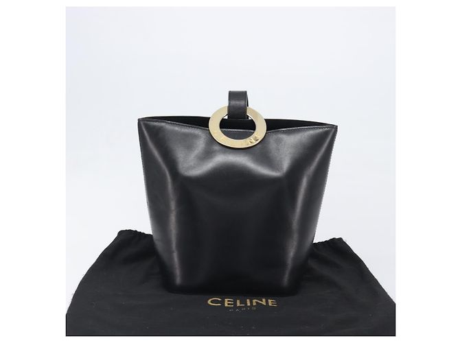 Céline CELINE Schultertasche aus Leder Schwarz Goldfarben Auth 200820A - Ansicht 12
