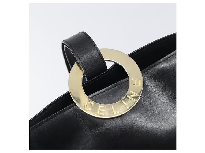 Céline CELINE Schultertasche aus Leder Schwarz Goldfarben Auth 200820A - Ansicht 17