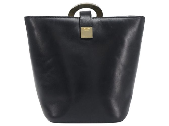 Céline CELINE Schultertasche aus Leder Schwarz Goldfarben Auth 200820A - Ansicht 2