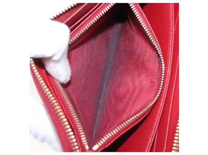 Saffiano Portafoglio lungo PRADA in pelle Safiano rosso e oro Auth bs36867 D'oro - vista 11