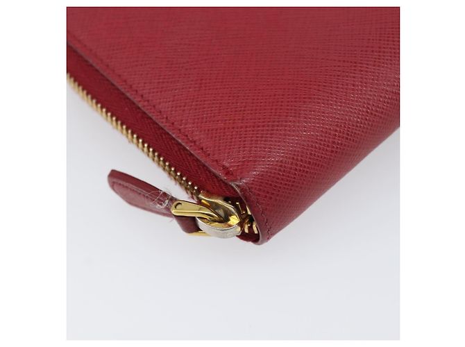 Saffiano Portafoglio lungo PRADA in pelle Safiano rosso e oro Auth bs36867 D'oro - vista 14