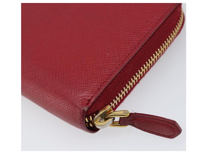 Saffiano Portafoglio lungo PRADA in pelle Safiano rosso e oro Auth bs36867 D'oro - vista 15