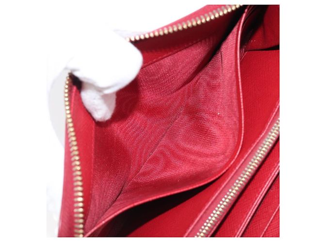 Saffiano Portafoglio lungo PRADA in pelle Safiano rosso e oro Auth bs36867 D'oro - vista 19