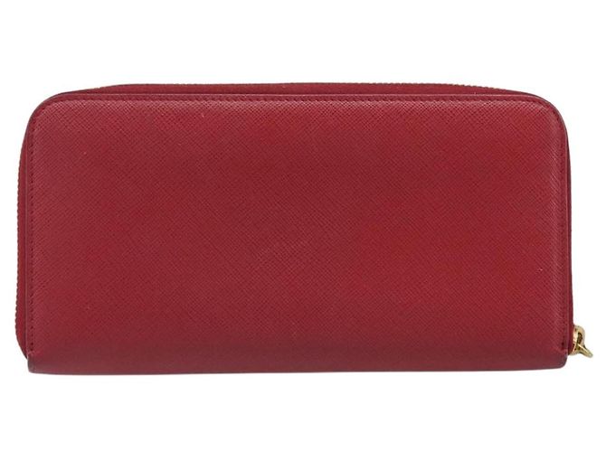 Saffiano Portafoglio lungo PRADA in pelle Safiano rosso e oro Auth bs36867 D'oro - vista 2
