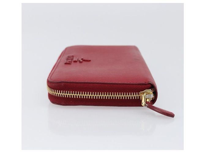 Saffiano Portafoglio lungo PRADA in pelle Safiano rosso e oro Auth bs36867 D'oro - vista 4