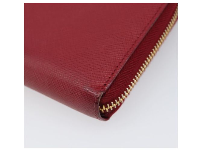 Saffiano Portafoglio lungo PRADA in pelle Safiano rosso e oro Auth bs36867 D'oro - vista 7