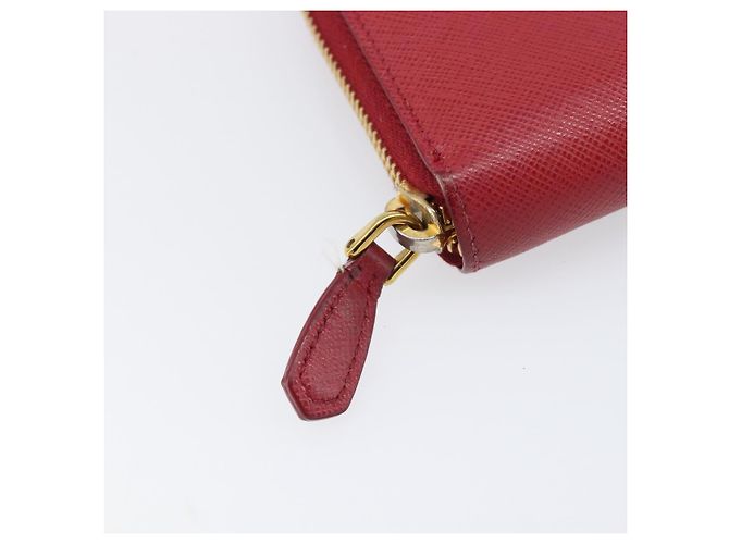 Saffiano Portafoglio lungo PRADA in pelle Safiano rosso e oro Auth bs36867 D'oro - vista 8