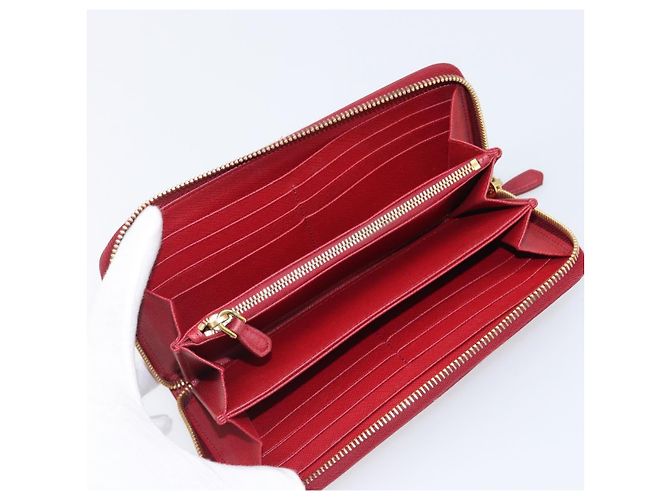 Saffiano Portafoglio lungo PRADA in pelle Safiano rosso e oro Auth bs36867 D'oro - vista 9