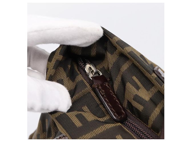 Borsa a mano FENDI Zucca Canvas Nero Marrone Auth 201964 - vista 10