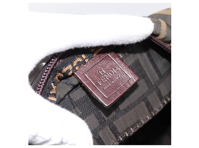 Borsa a mano FENDI Zucca Canvas Nero Marrone Auth 201964 - vista 11