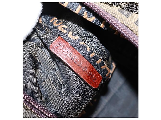 Borsa a mano FENDI Zucca Canvas Nero Marrone Auth 201964 - vista 19