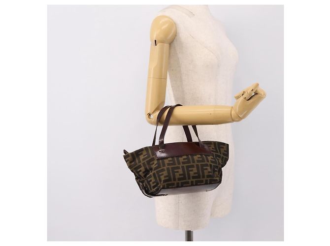 Borsa a mano FENDI Zucca Canvas Nero Marrone Auth 201964 - vista 20