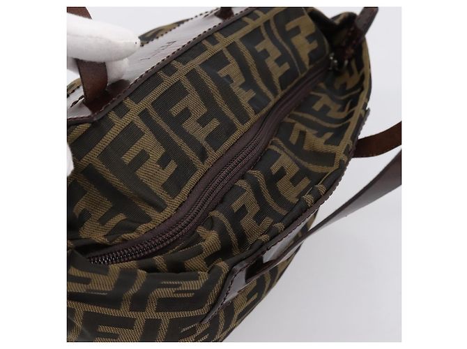 Borsa a mano FENDI Zucca Canvas Nero Marrone Auth 201964 - vista 6