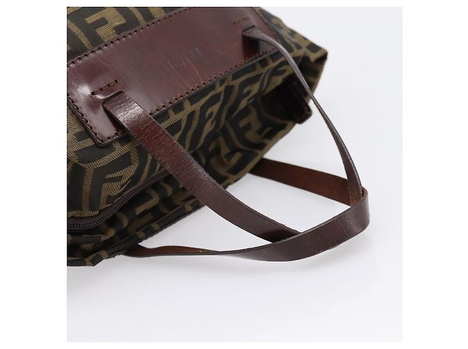 Borsa a mano FENDI Zucca Canvas Nero Marrone Auth 201964 - vista 7