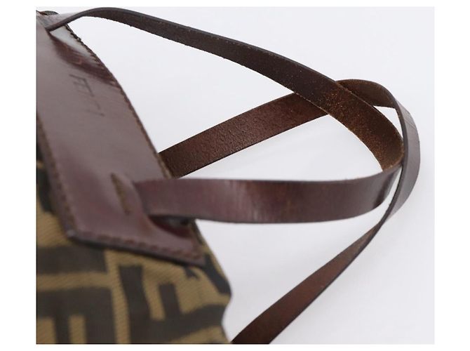 Borsa a mano FENDI Zucca Canvas Nero Marrone Auth 201964 - vista 8