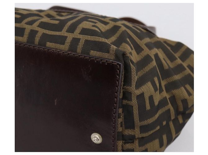 Borsa a mano FENDI Zucca Canvas Nero Marrone Auth 201964 - vista 9