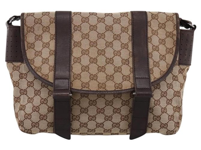 Borsa a tracolla GUCCI GG Canvas Beige Silver 145859 Auth hk4060 Argento - vista 13