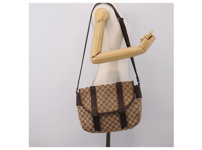 Borsa a tracolla GUCCI GG Canvas Beige Silver 145859 Auth hk4060 Argento - vista 23