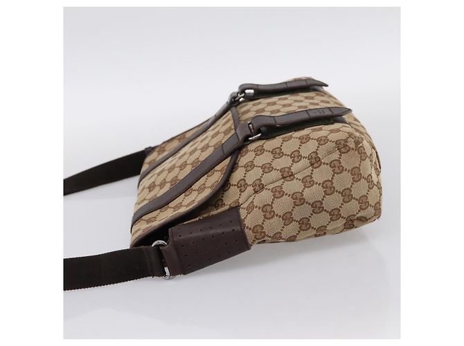 Borsa a tracolla GUCCI GG Canvas Beige Silver 145859 Auth hk4060 Argento - vista 3