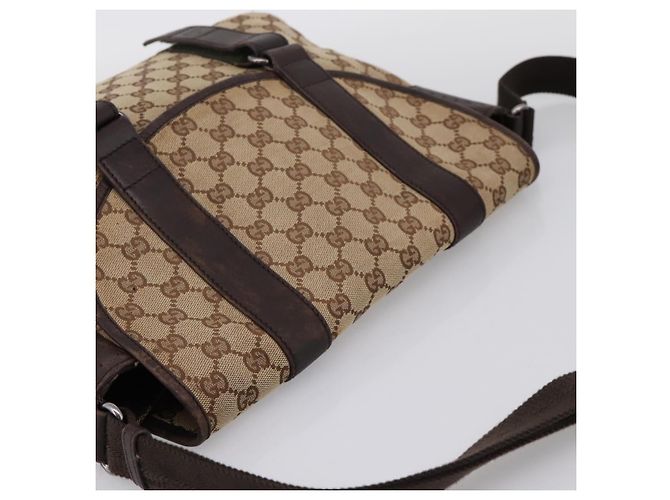 Borsa a tracolla GUCCI GG Canvas Beige Silver 145859 Auth hk4060 Argento - vista 6