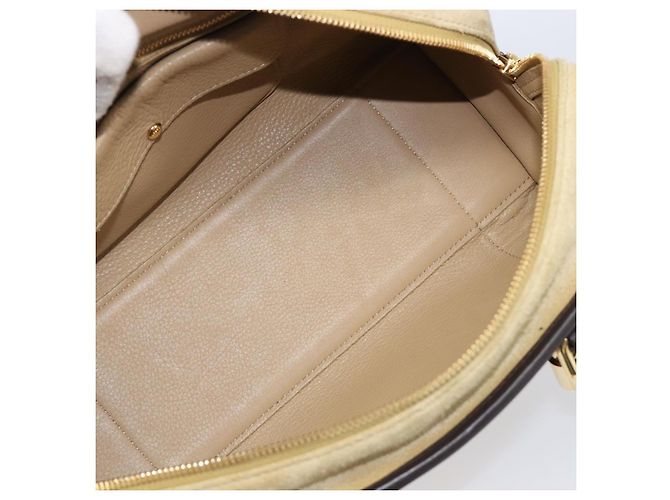 Borsa a mano LOEWE Americana 28 in camoscio beige tono oro Auth 200812V - vista 10