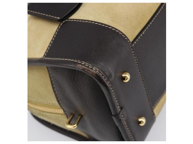 Borsa a mano LOEWE Americana 28 in camoscio beige tono oro Auth 200812V - vista 15