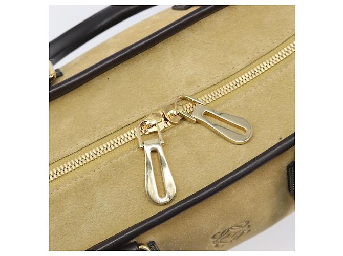 Borsa a mano LOEWE Americana 28 in camoscio beige tono oro Auth 200812V - vista 19
