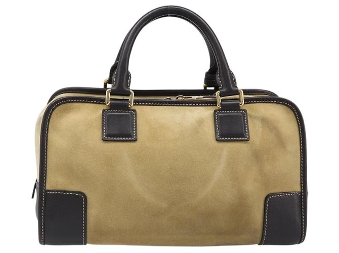 Borsa a mano LOEWE Americana 28 in camoscio beige tono oro Auth 200812V - vista 2