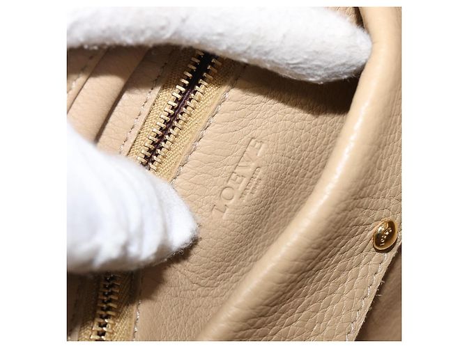 Borsa a mano LOEWE Americana 28 in camoscio beige tono oro Auth 200812V - vista 24