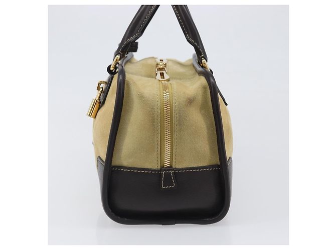 Borsa a mano LOEWE Americana 28 in camoscio beige tono oro Auth 200812V - vista 3