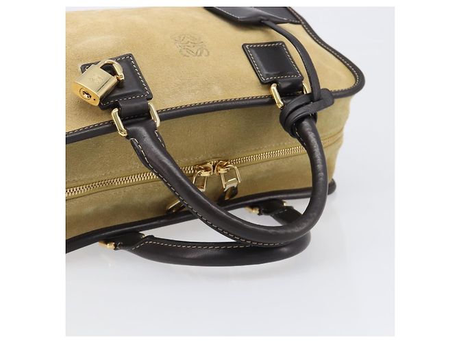 Borsa a mano LOEWE Americana 28 in camoscio beige tono oro Auth 200812V - vista 7