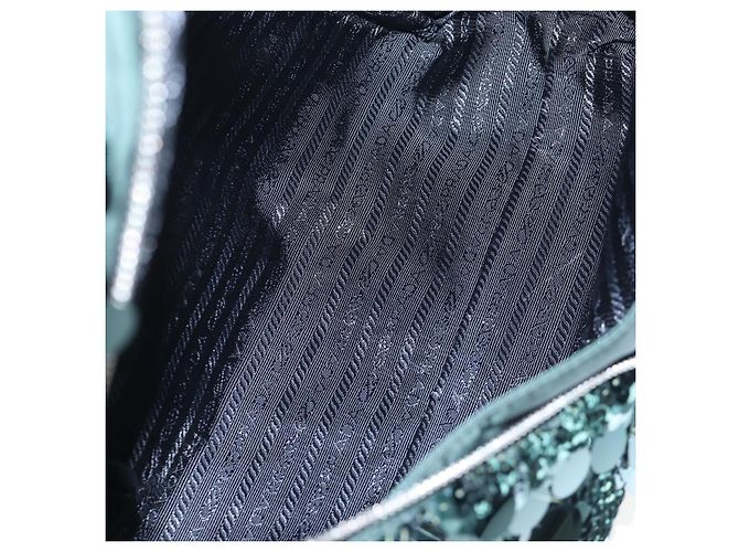 Borsa a tracolla PRADA di paillettes Verde Argento Auth 199336SM - vista 10