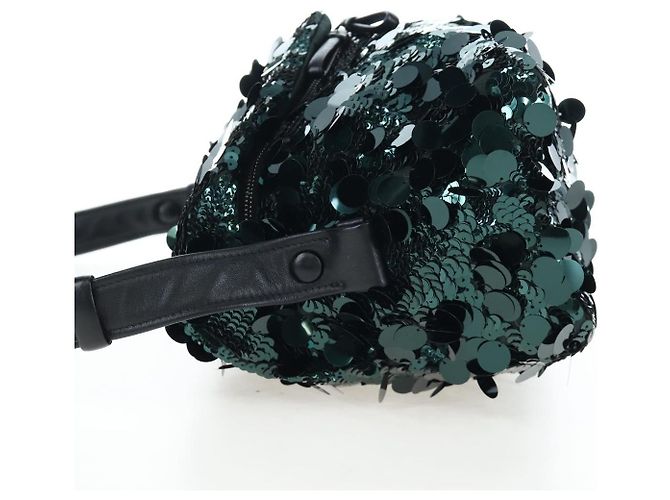 Borsa a tracolla PRADA di paillettes Verde Argento Auth 199336SM - vista 3
