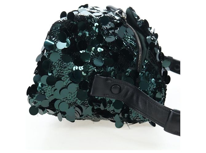 Borsa a tracolla PRADA di paillettes Verde Argento Auth 199336SM - vista 4