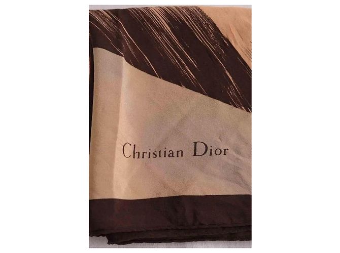 Autre Marque Foulard quadrato Dior in seta marrone - vista 2