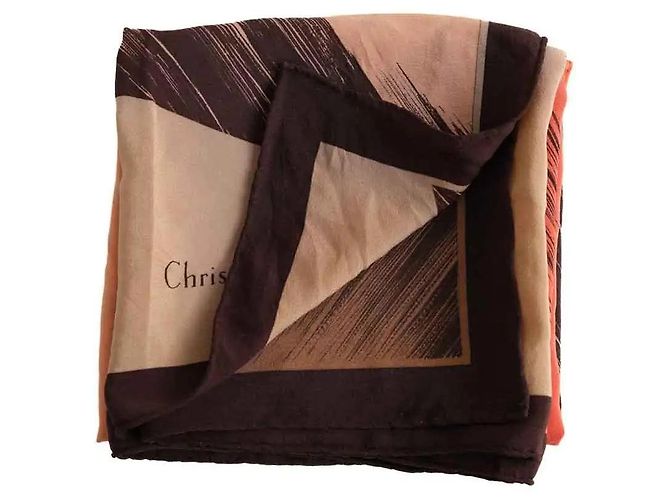 Autre Marque Foulard quadrato Dior in seta marrone - vista 5