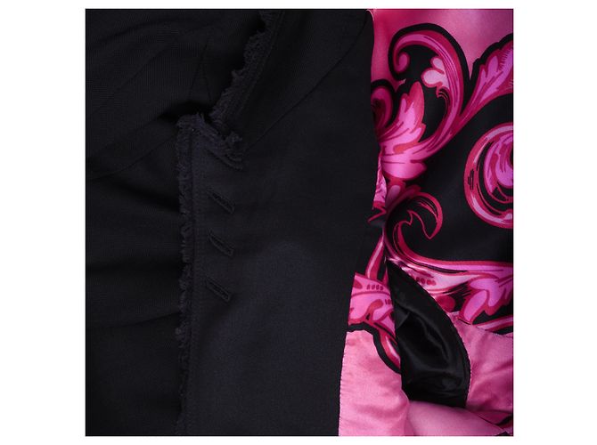 Joseph Black Tailored Single Breasted Blazer with Vibrant Pink Patterned Lining Fuschia - view 7