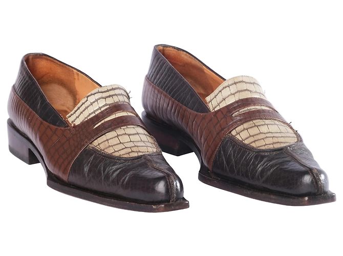Autre Marque Mocassini Penny in pelle goffrata croc multicolor Collection Privèe Marrone - vista 2