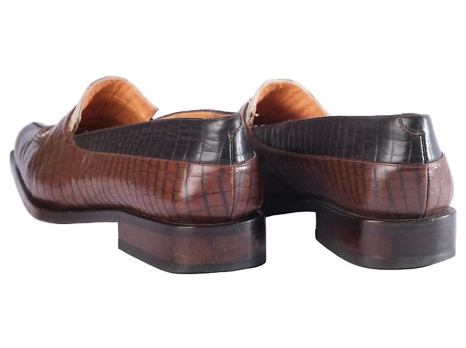 Autre Marque Mocassini Penny in pelle goffrata croc multicolor Collection Privèe Marrone - vista 3