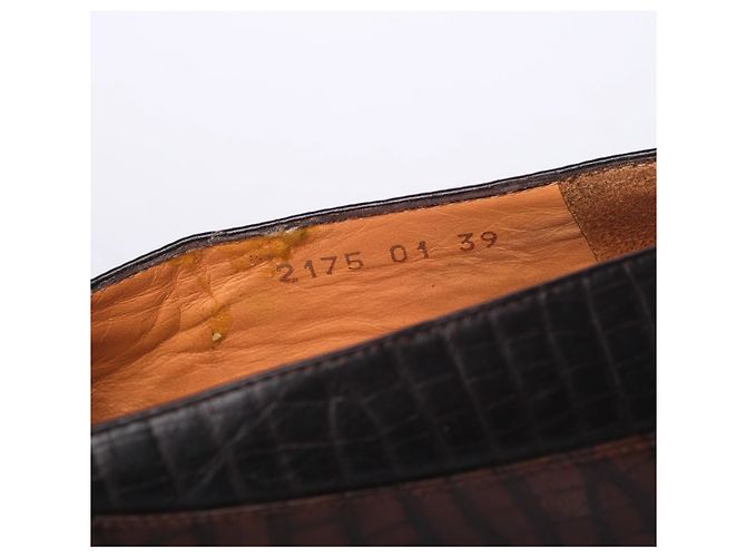 Autre Marque Mocassini Penny in pelle goffrata croc multicolor Collection Privèe Marrone - vista 5