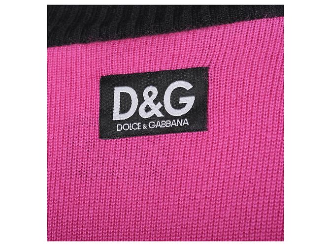 Twinset in maglia rosa e nero D&G Dolce & Gabbana – 00s - vista 4